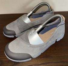 Clarks Trigenic Shoes Womens Uk 6 Gray Comfort Slip On Casual Sneaker Worn Once
