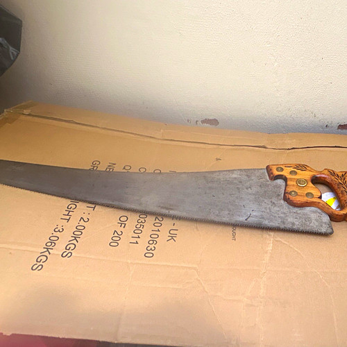 Vintage hand saw wooden handle - vintage,
