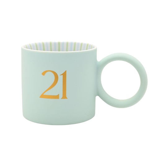 21st birthday mug blue - birthday, with