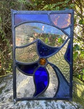 Antique Beautiful Little Salvaged Stained Glass Lead Lined Window Art Panel