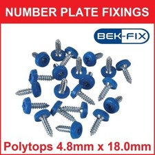 100 x Blue Number Plate Polytop Screws 10G Moulded Head Screw VAT Invoices inc.
