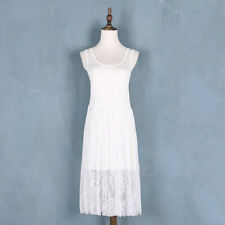 Dress Petticoat Full Slip Scoop Neck Tunic Womens Floral Lace Mesh Sleeveless