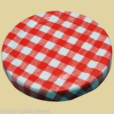 100 BRAND NEW 63mm RED GINGHAM TWIST OF  LID FOR JAM JAR
