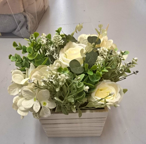 Artificial white rose - white, &