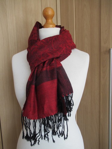 Red black silk cashmere - black,