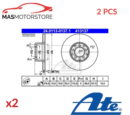 Brake discs set pair - set, ate