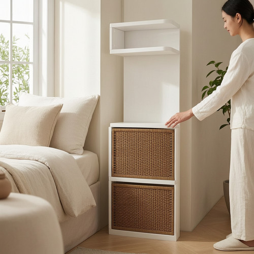 Wicker bedroom nightstand - wicker,