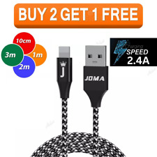 Heavy Duty Braided Long USB Fast Charger Cable Lead For iPhone 14 13 12 11 X 7 8