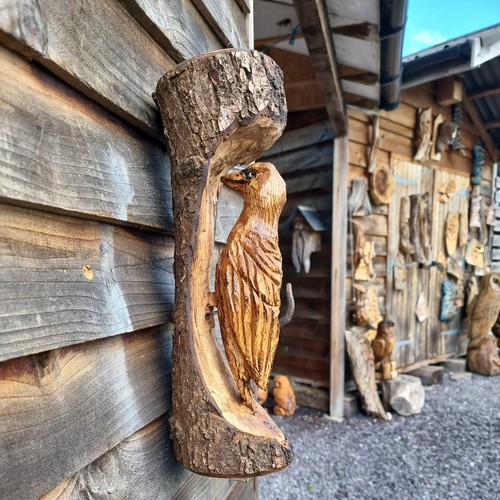 Chainsaw carved woodpecker - carved,