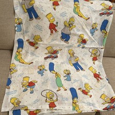 Vintage 1990's ~ THE SIMPSONS ~ Twin Flat Bed Sheet ~ Bart, Homer, Lisa, Marge