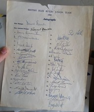 British Isles Rugby Union Team 1968 Signatures