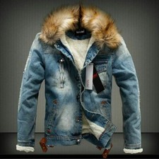 Men Fur Collar Fleece Lined
