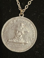 Commemorative Horatio Nelson and Foudroyant Medallion on Silver Coloured Chain