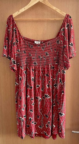 Red black floral - red, dress