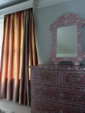 DESIGNER ZOFFANY VINTAGE RED TICKING STRIPE LINEN BESPOKE SINGLE CURTAIN CURTAIN