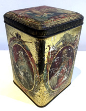 Original Antique Rustic Worn MAZAWATTEE Tea Tin early 20th century Royal Family