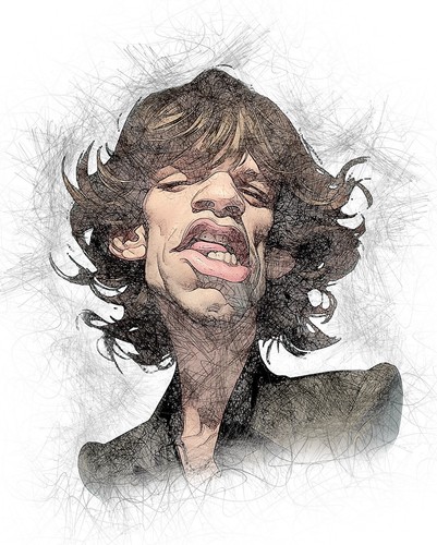 Mick jagger caricature - mick, colour