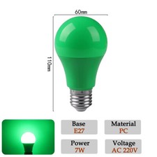 All Colors E27 Screw In LED Lamp Bulbs SMD 2835 A60 7W Plastic Bulb for Festival