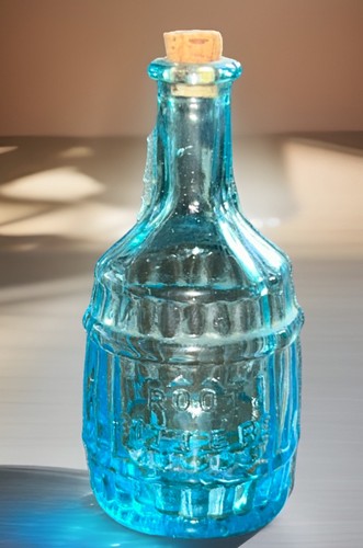 Miniature blue glass bottle - miniature,