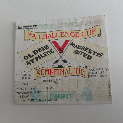 Ticket stub oldham athletic v - athletic,