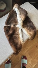 Brown Soft Real Rabbit Fur Collar Scarf Hood Trim