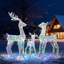 Set of 3 Christmas Reindeer Family Set for Xmas Indoor& Outdoor Decor w/270 LED