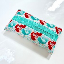 Pocket Tissue Cover Pouch Holder | Handmade | Disney Princess Ariel Fabric