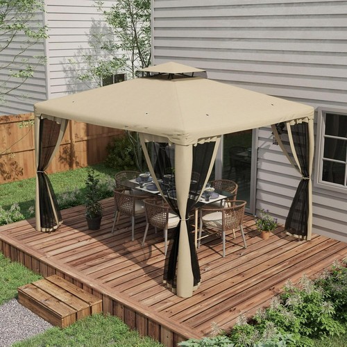 Taupe patio gazebo - taupe, tier