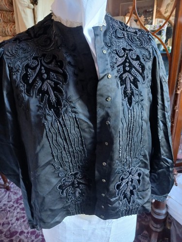 Antique black silk - , hand