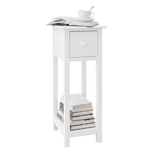 White slim bedside tables - bedside,