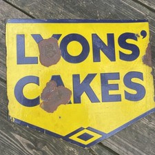 Vintage Double Sided Lyons’ Cakes Enamel Sign