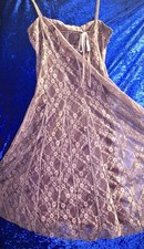 Vintage Lace Midi Dress Dusty Mauve Victorian Whimsical Fairy Romantic Feminine