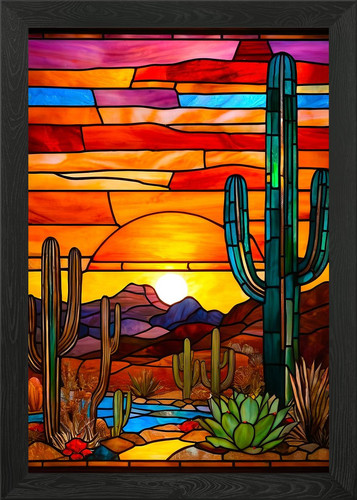 Stained glass desert sunset - stained,