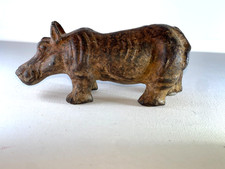 Vintage African Bronze Hippo with a rusty Patina Sculpture Ornament