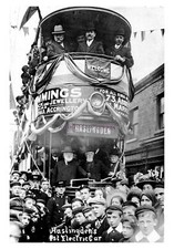 pt1069 - Crowds with the 1st Tram at Haslingden , Lancashire - print 6x4