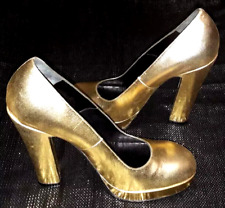 NEW BIBA Vintage 90s does 70s Metallic Gold Leather Platform Shoes UK 5 EU 38