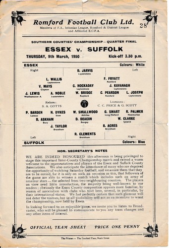 Romford essex v suffolk - romford,