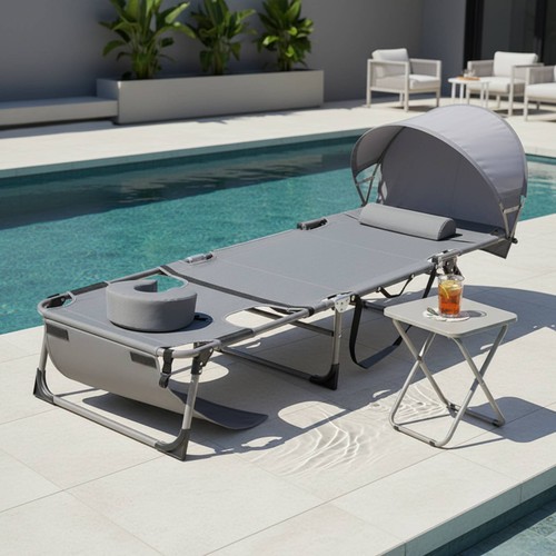 Folding beach lounger with - folding,