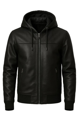Men black real leather - black,