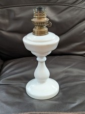 White Beautiful Table Oil Lamp, Stand Only, Missing It's Glass Tube, And No Wick