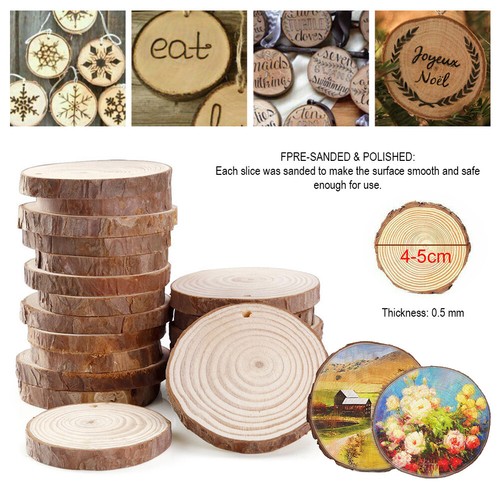 Wood log slices 120pc - wood, 4-5cm