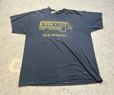 Vintage Old School Bus Graphic T-Shirt Tennessee River 2XL Distressed