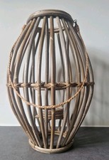 Large Bamboo & Rattan Candle Plant Holder Outdoor Garden Patio Decor 18" Beach 
