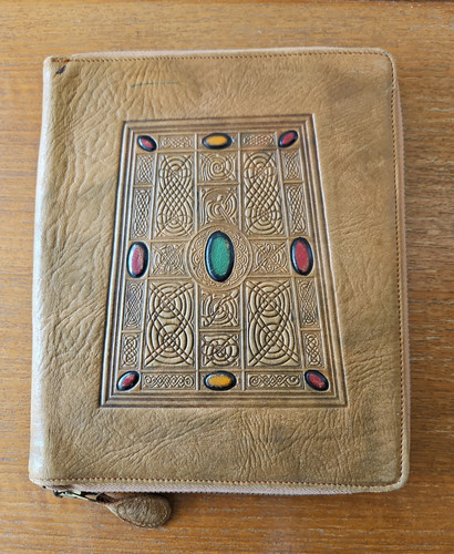 Vintage tan tooled leather