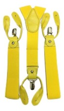 Mens Suspenders Braces with Clip & Syntheti Leather Button ON Strong 3.5 cm Wide
