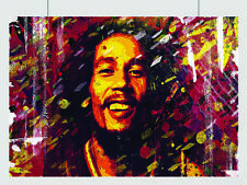 BOB MARLEY POSTER PRINT WALL ART PRINT IMAGE RASTA PAINTING STYLE -A4 A3 SIZE