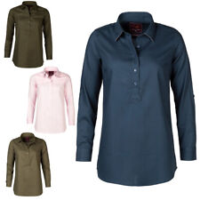 Rydale Overhead Plain Shirt 100% Brushed Cotton Long Sleeve Blouse Top 4 Colours