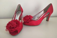 SACHELLE COUTURE Peep Toe Heeled Shoes Red Made In Spain UK 6 RRP £125