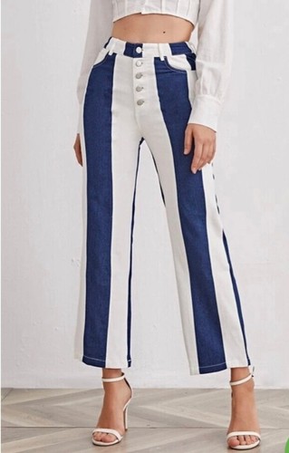 Blue white button front - blue,