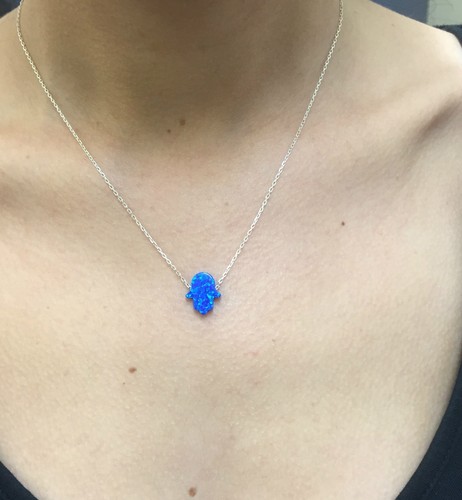 Hamsa opal necklace - hamsa, hand